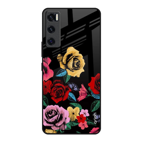 Floral Decorative Vivo V20 SE Glass Back Cover Online