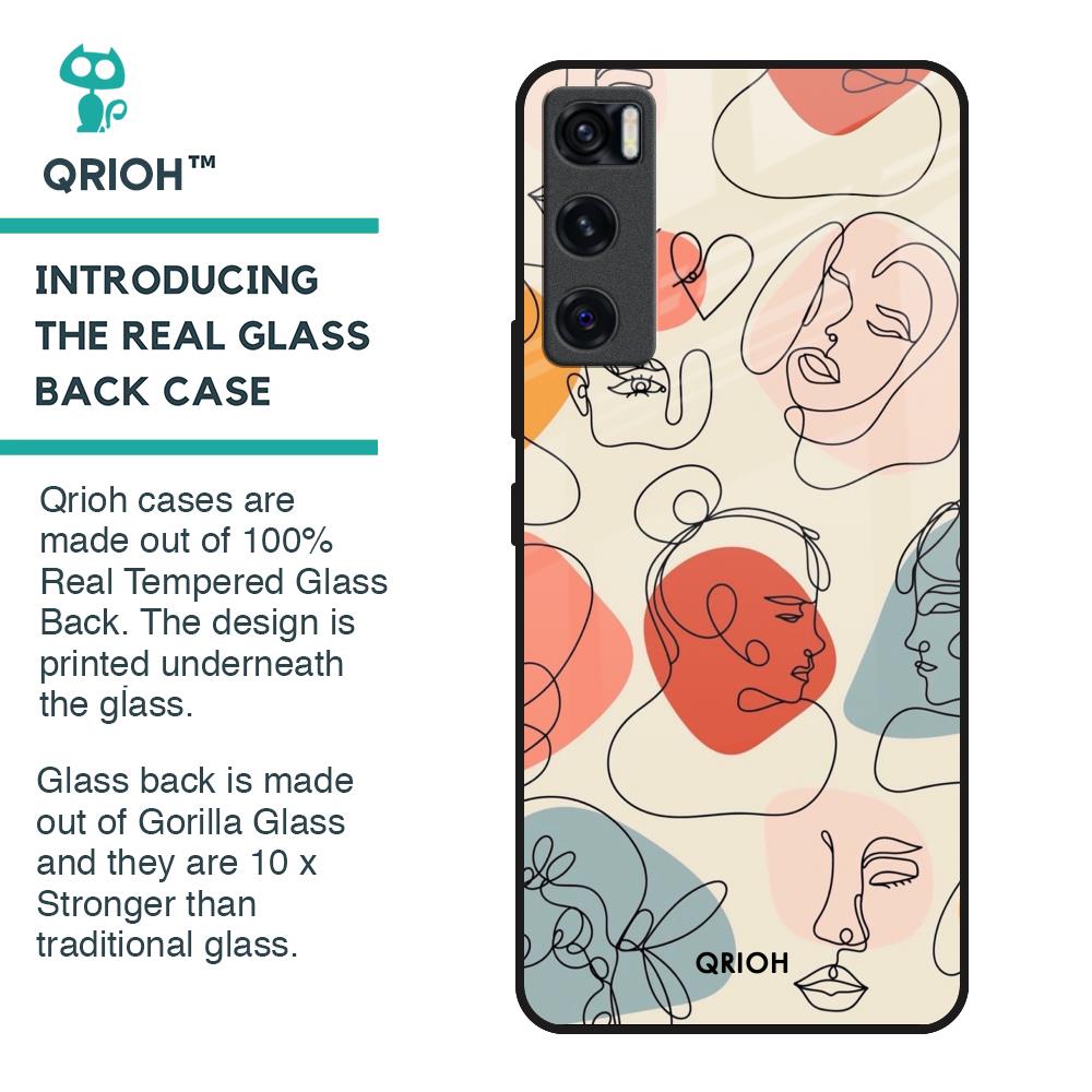 Abstract Faces Glass Case for Vivo V20 SE