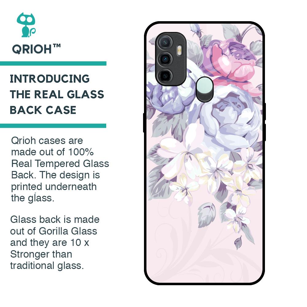 Elegant Floral Glass Case for Oppo A33