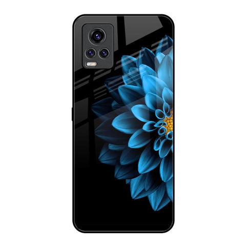 Half Blue Flower Vivo V20 Pro Glass Back Cover Online