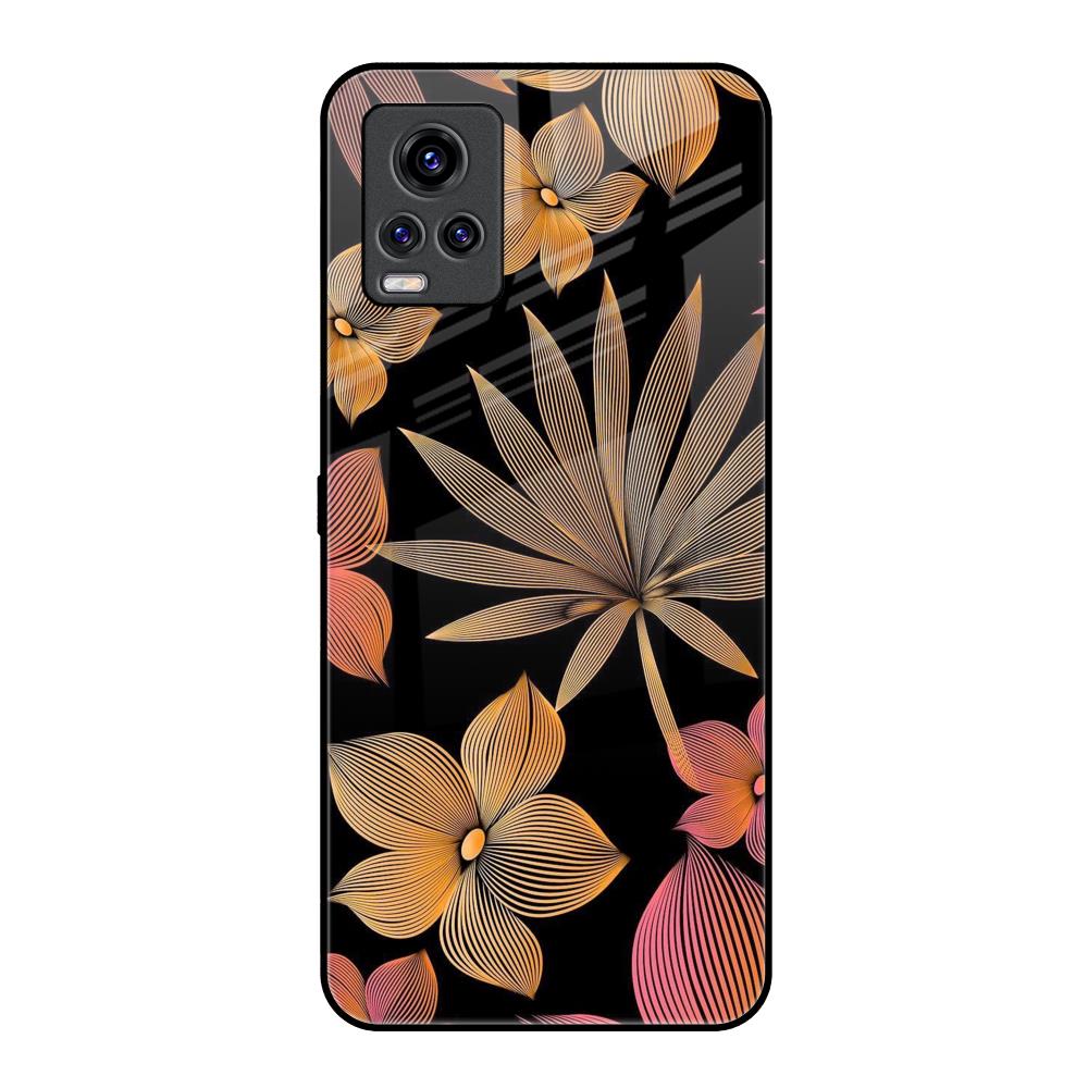 Lines Pattern Flowers Vivo V20 Pro Glass Back Cover Online