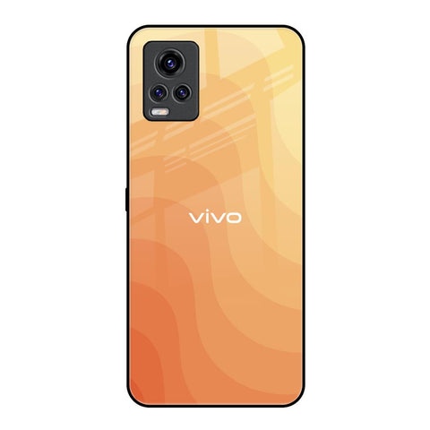 Orange Curve Pattern Vivo V20 Pro Glass Back Cover Online