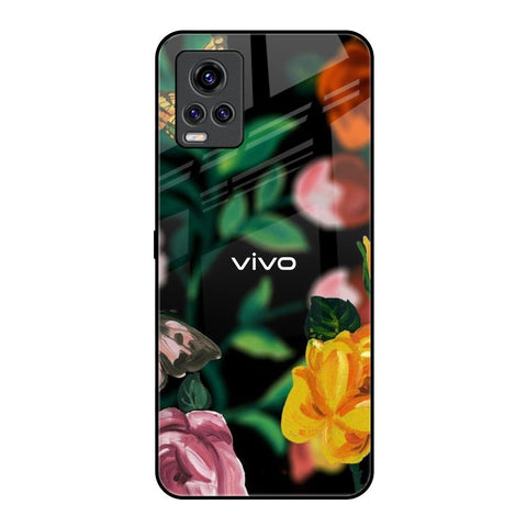 Flowers & Butterfly Vivo V20 Pro Glass Back Cover Online