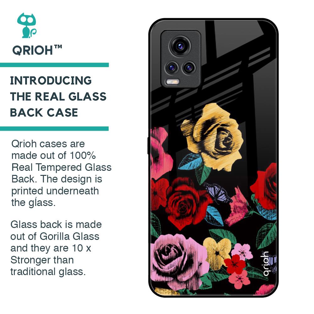 Floral Decorative Glass Case For Vivo V20 Pro