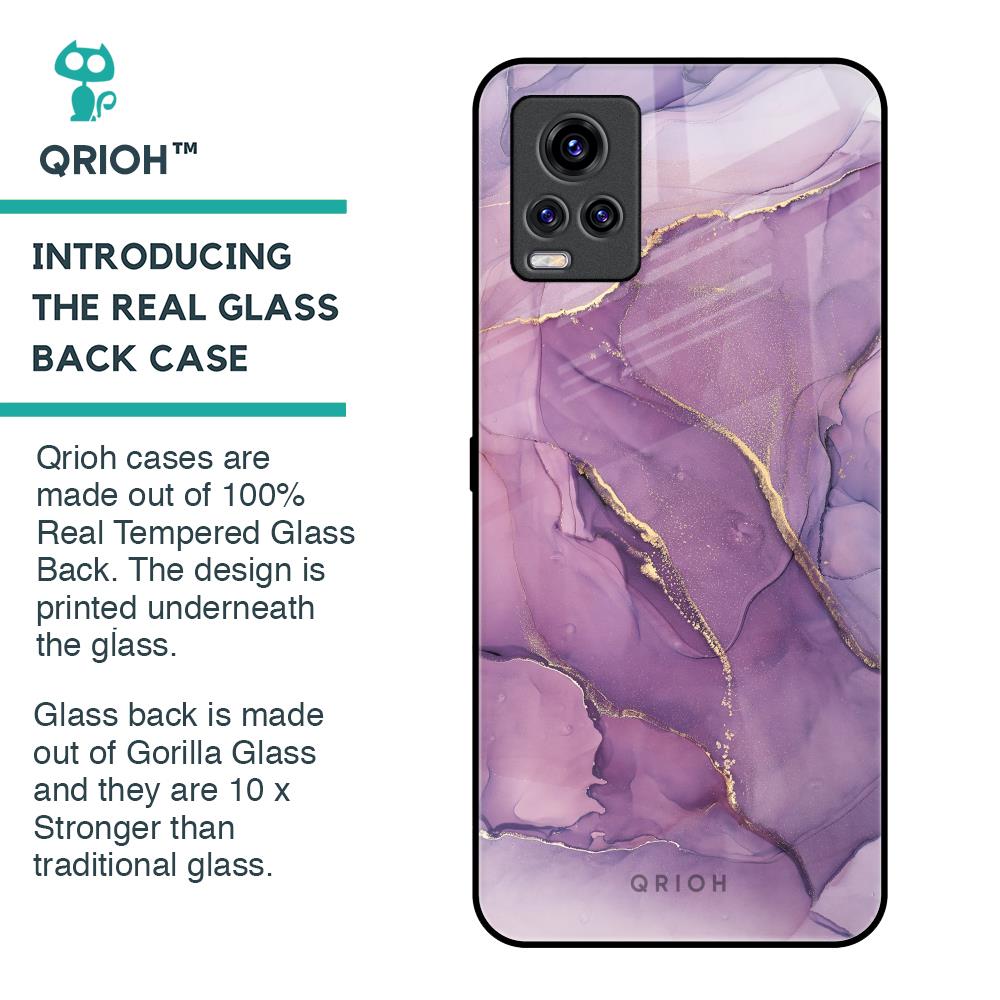 Purple Gold Marble Glass Case for Vivo V20 Pro