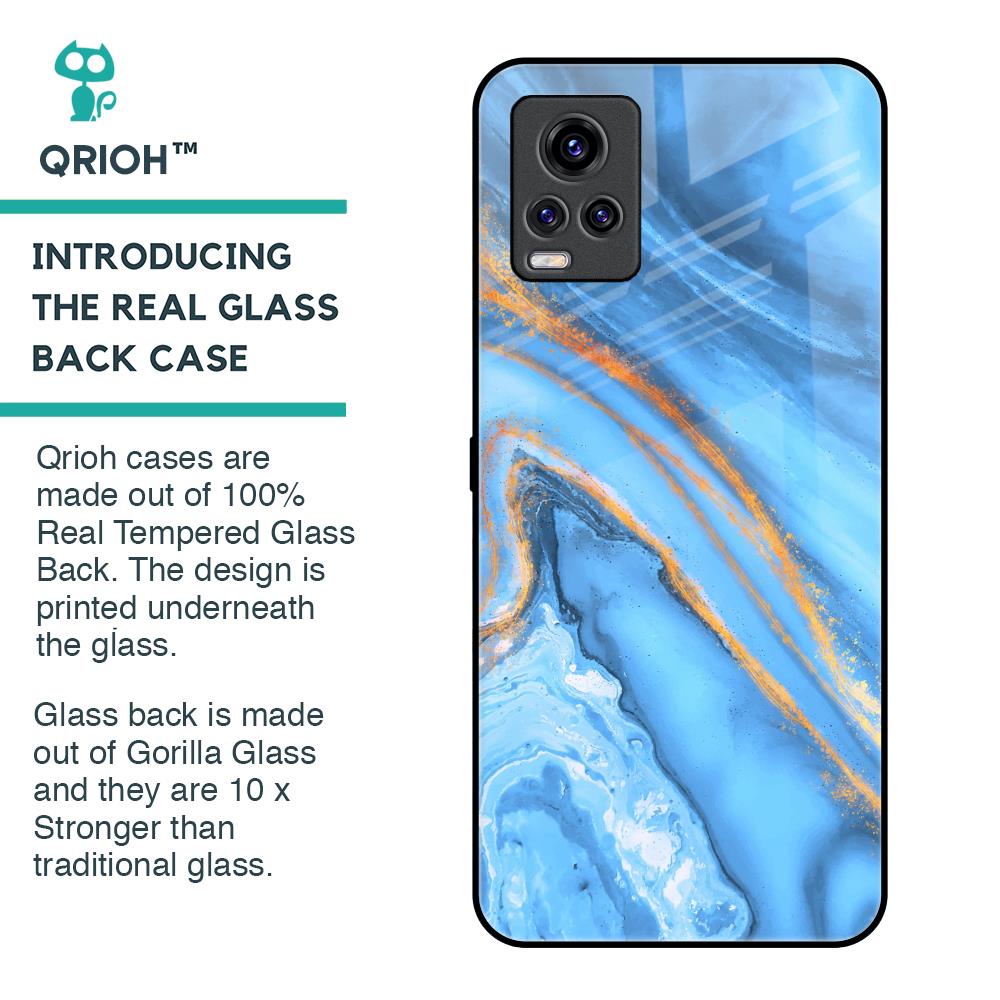 Vibrant Blue Marble Glass Case for Vivo V20 Pro