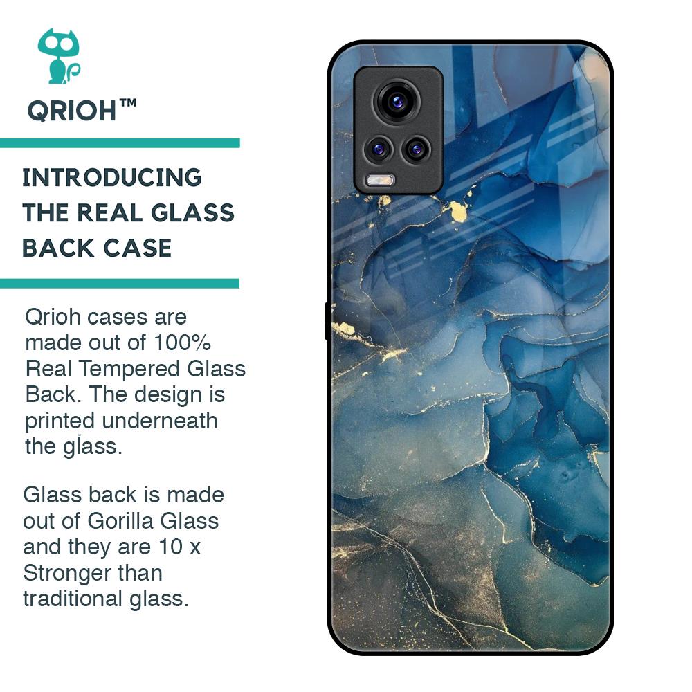 Blue Cool Marble Glass Case for Vivo V20 Pro
