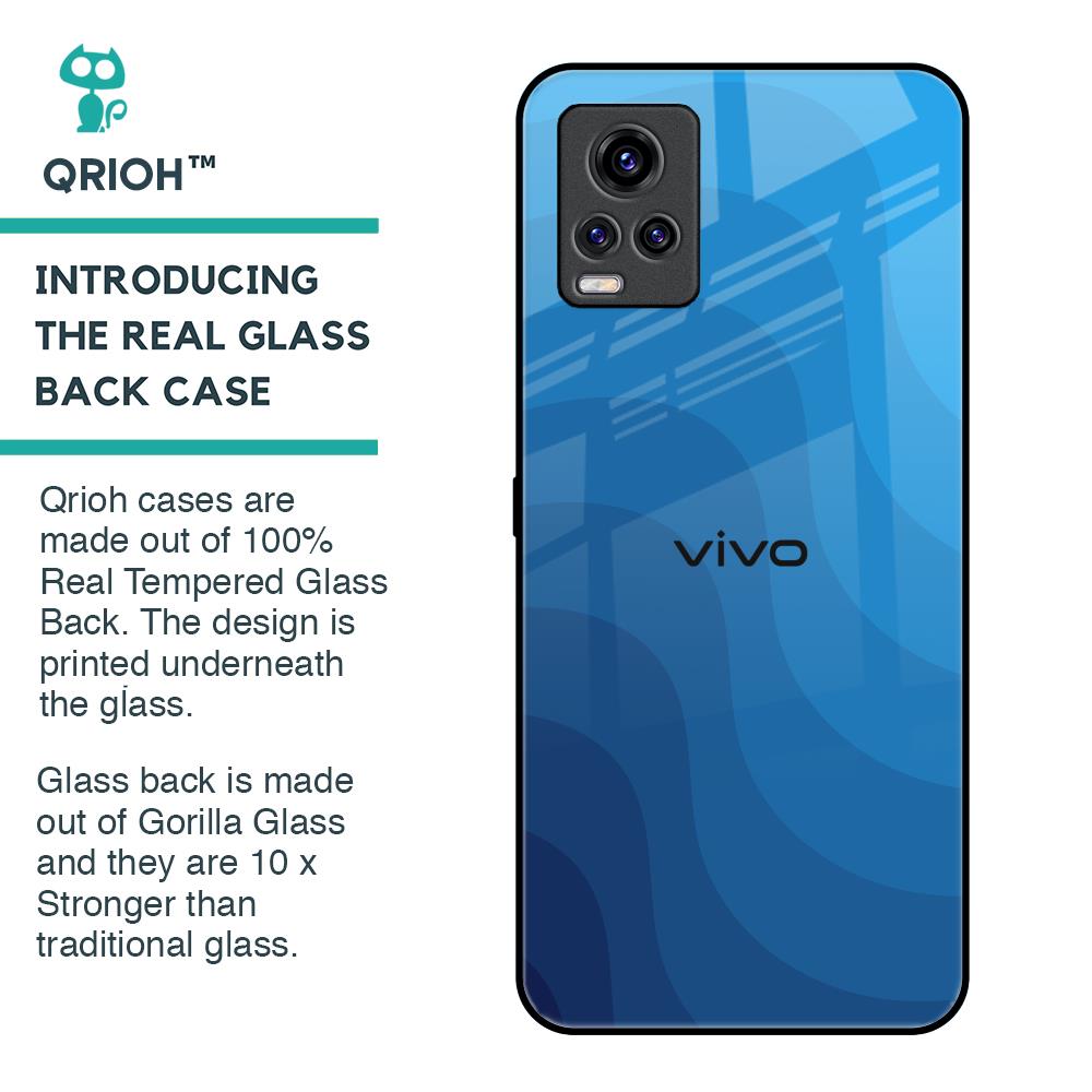 Blue Wave Abstract Glass Case for Vivo V20 Pro