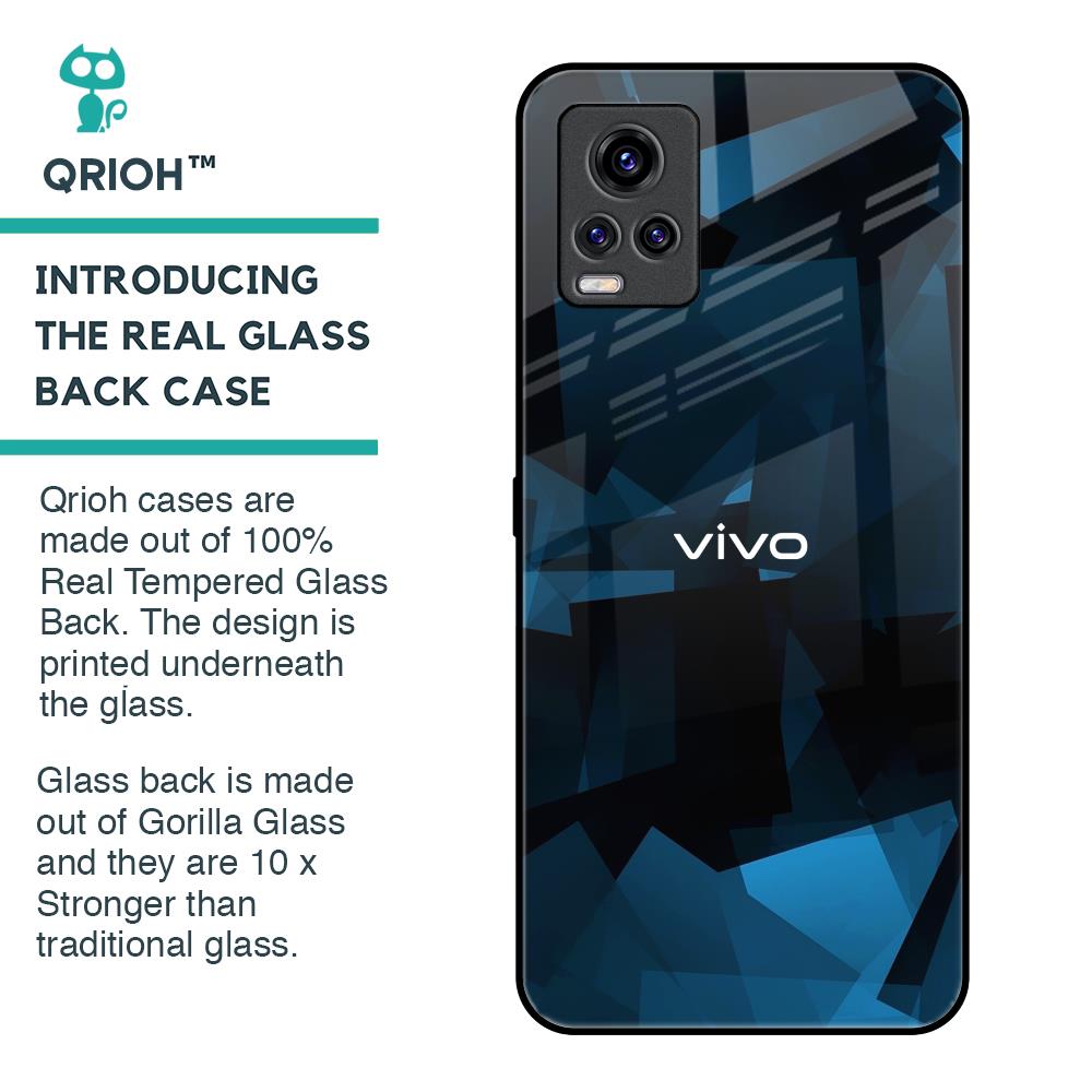 Polygonal Blue Box Glass Case For Vivo V20 Pro