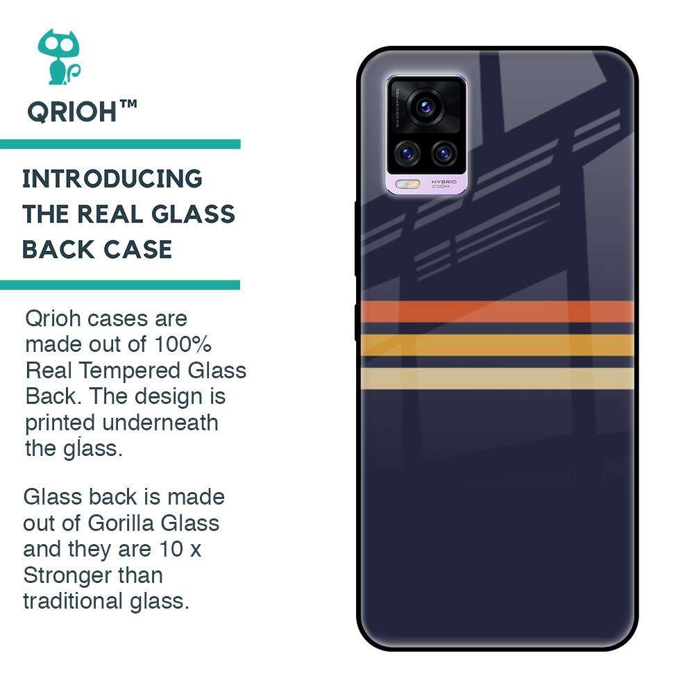 Tricolor Stripes Glass Case For Vivo V20 Pro