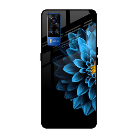 Half Blue Flower Vivo Y51 2020 Glass Back Cover Online