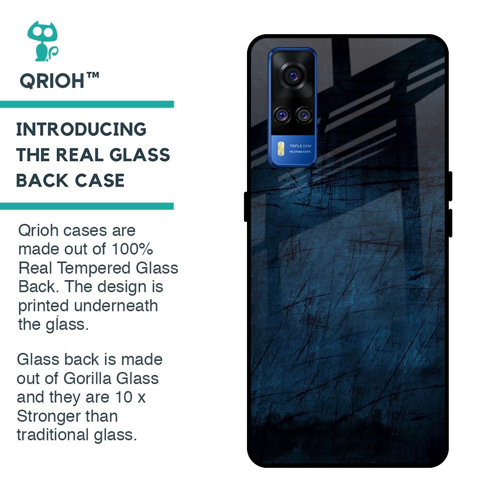 Dark Blue Grunge Glass Case for Vivo Y51 2020
