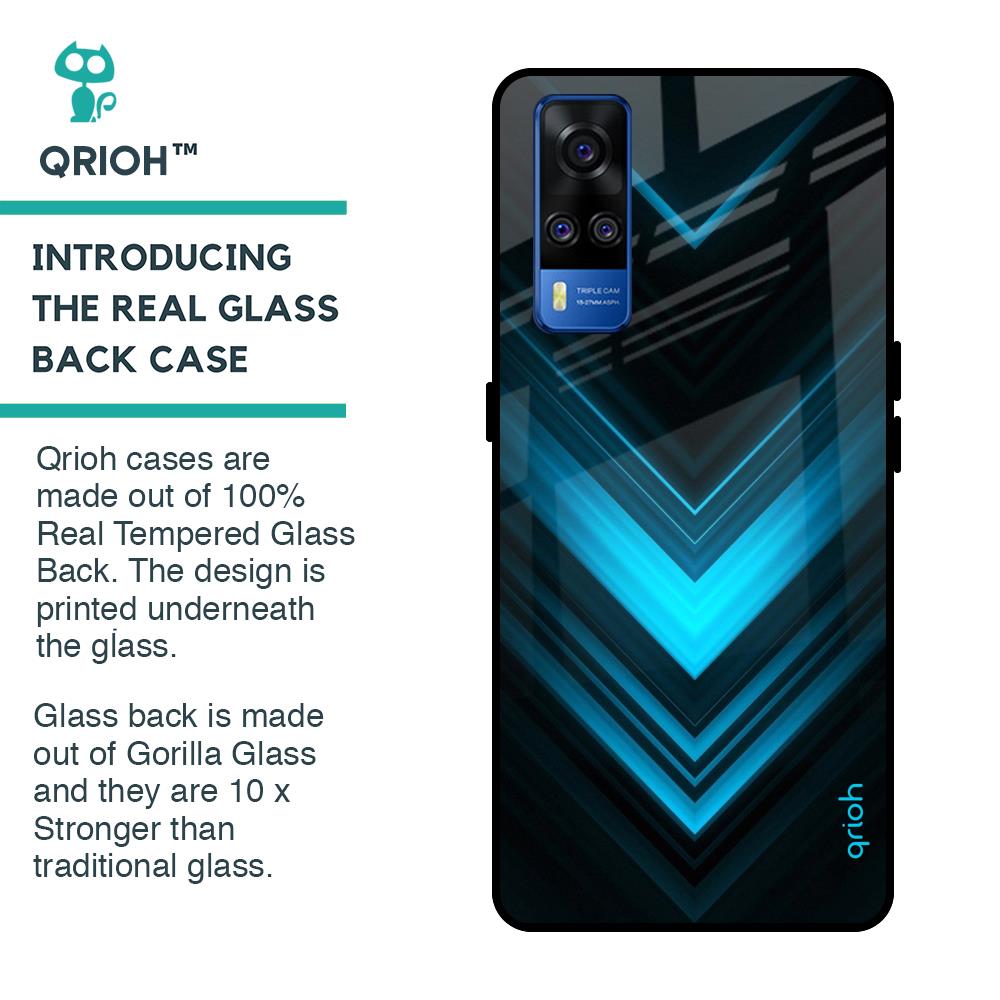 Vertical Blue Arrow Glass Case For Vivo Y51 2020