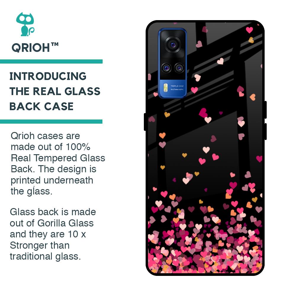 Heart Rain Fall Glass Case For Vivo Y51 2020