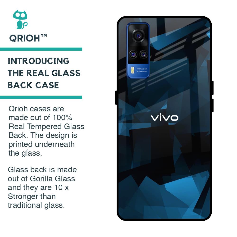 Polygonal Blue Box Glass Case For Vivo Y51 2020