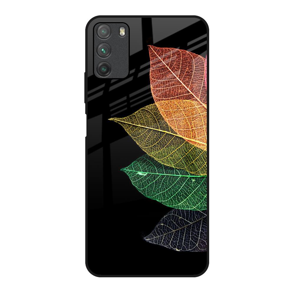 Colorful Leaves Poco M3 Glass Back Cover Online