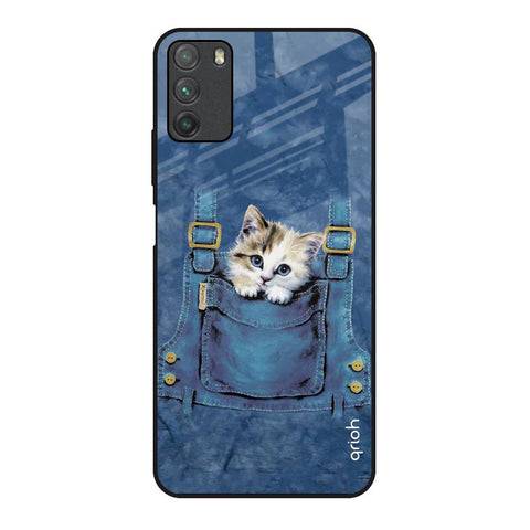 Kitty In Pocket Poco M3 Glass Back Cover Online