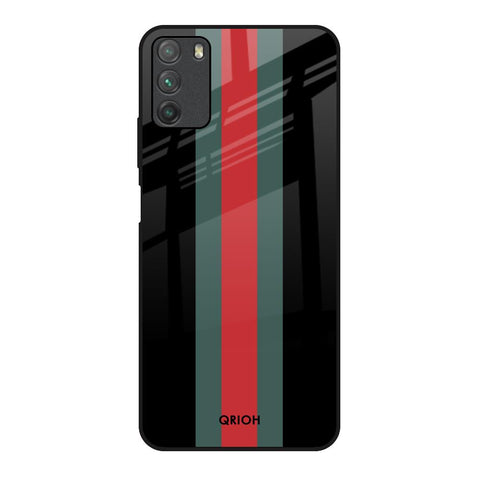 Vertical Stripes Poco M3 Glass Back Cover Online