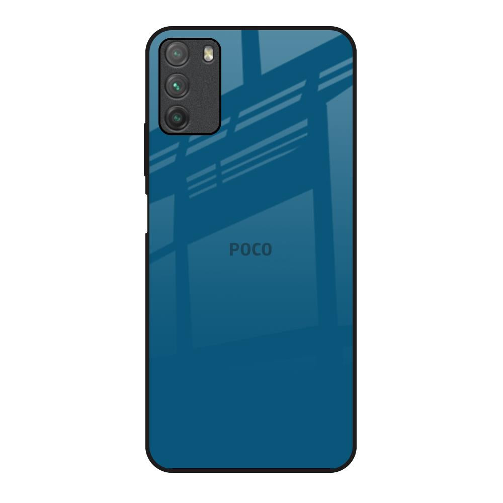 Cobalt Blue Poco M3 Glass Back Cover Online