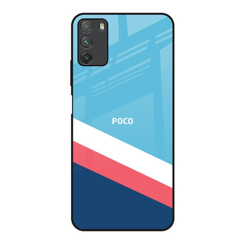 Pink & White Stripes Poco M3 Glass Back Cover Online