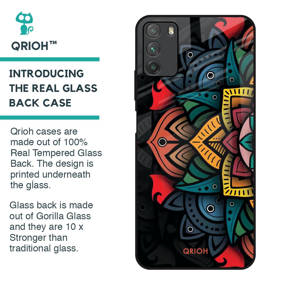 Retro Gorgeous Flower Glass Case for Poco M3