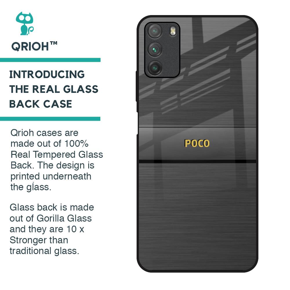 Grey Metallic Glass Case For Poco M3