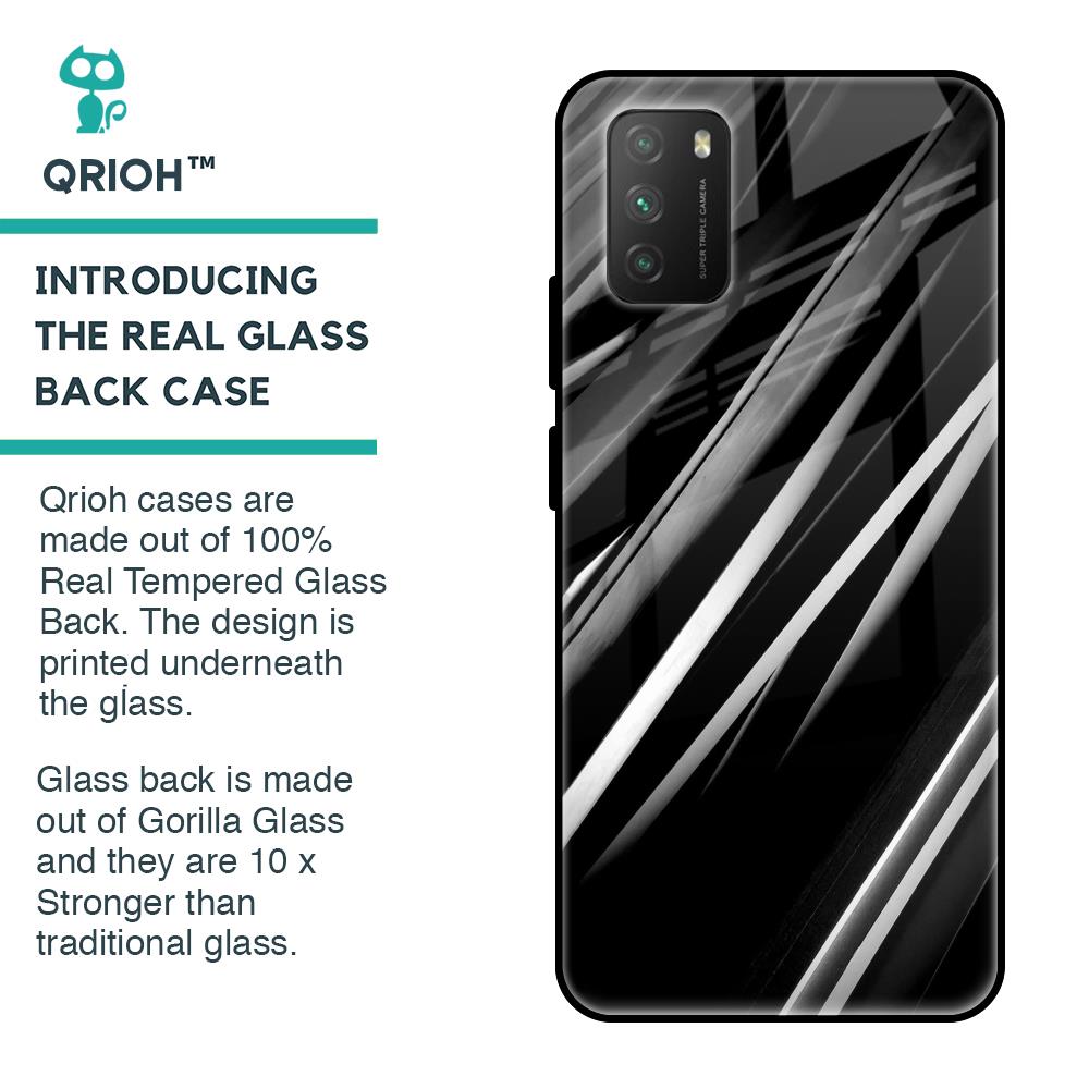 Black & Grey Gradient Glass Case For Poco M3