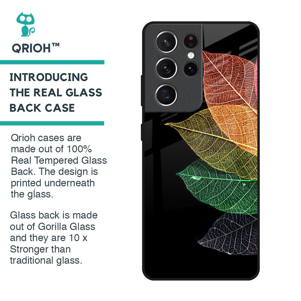 Colorful Leaves Glass Case for Samsung Galaxy S21 Ultra