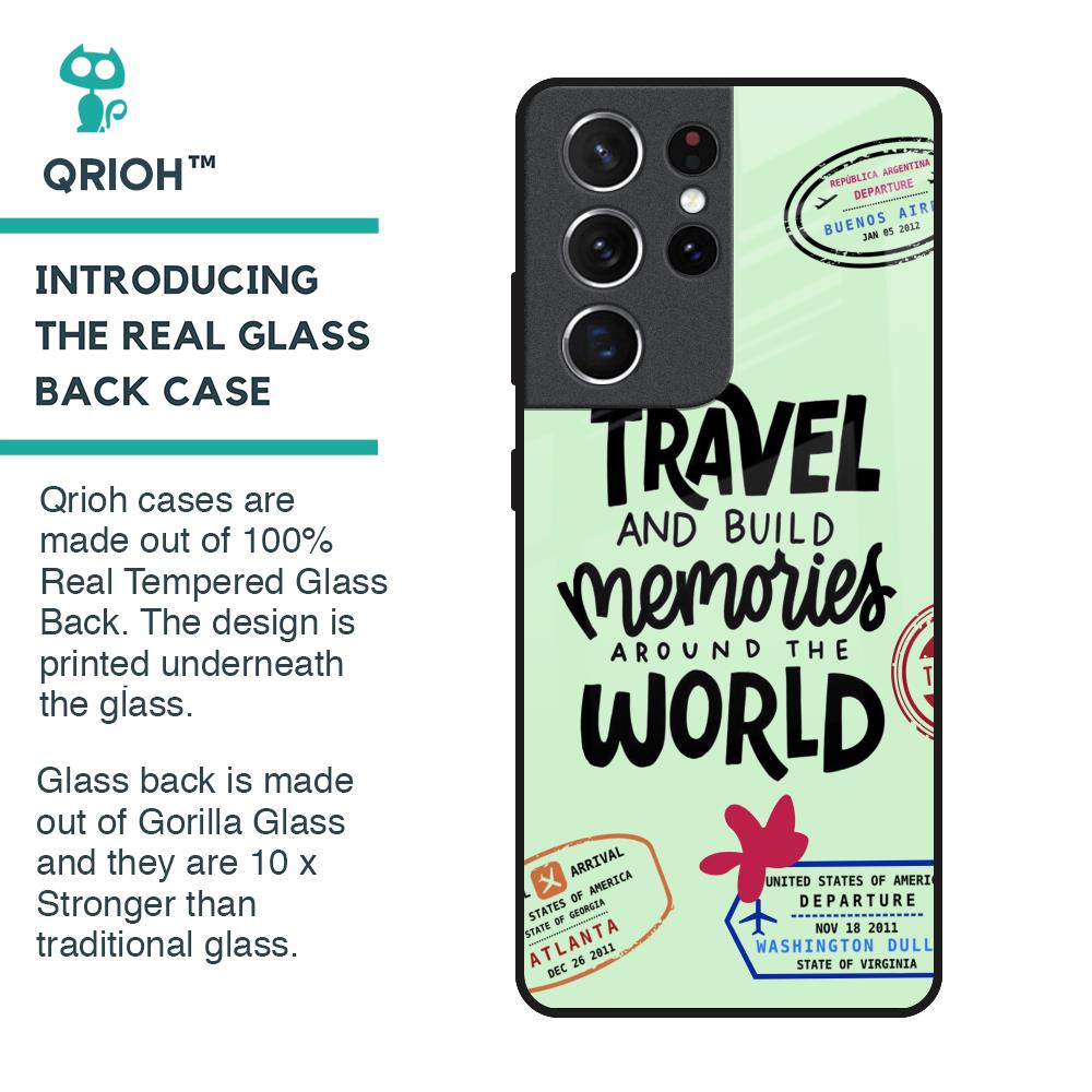 Travel Stamps Glass Case for Samsung Galaxy S21 Ultra