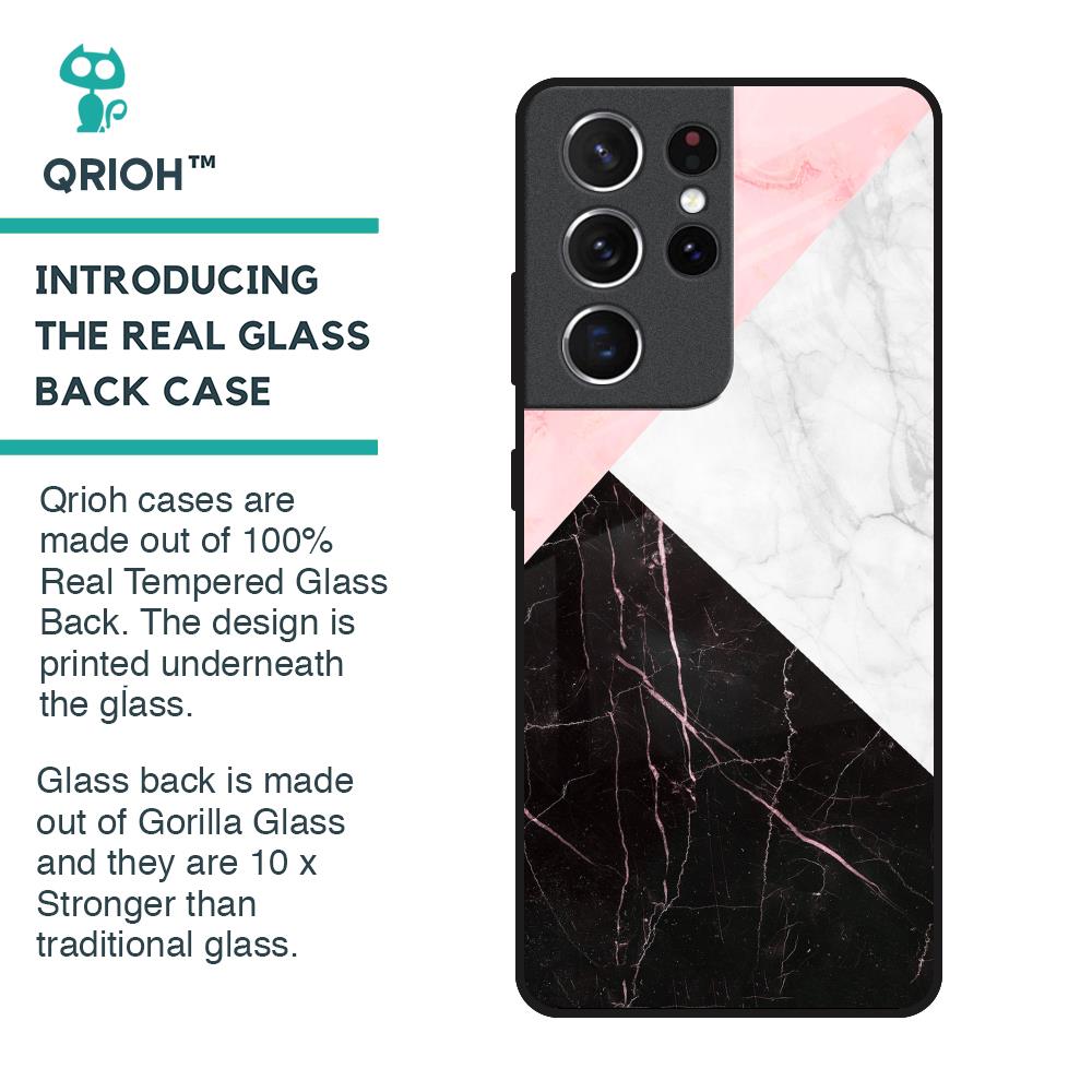 Marble Collage Art Glass Case For Samsung Galaxy S21 Ultra