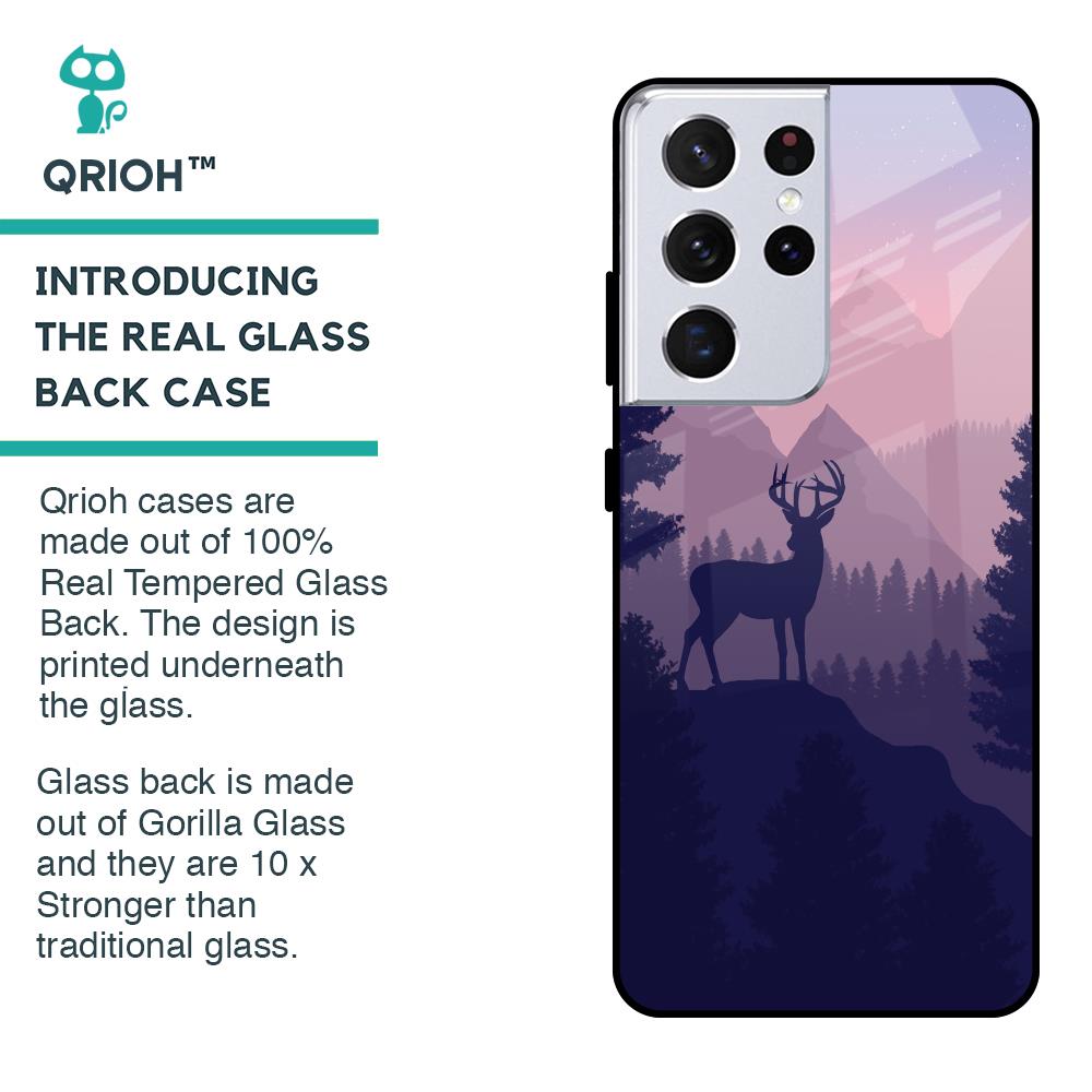 Deer In Night Glass Case For Samsung Galaxy S21 Ultra