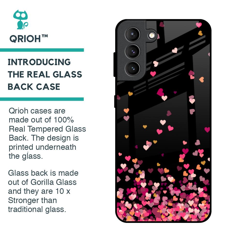 Heart Rain Fall Glass Case For Samsung Galaxy S21 Plus