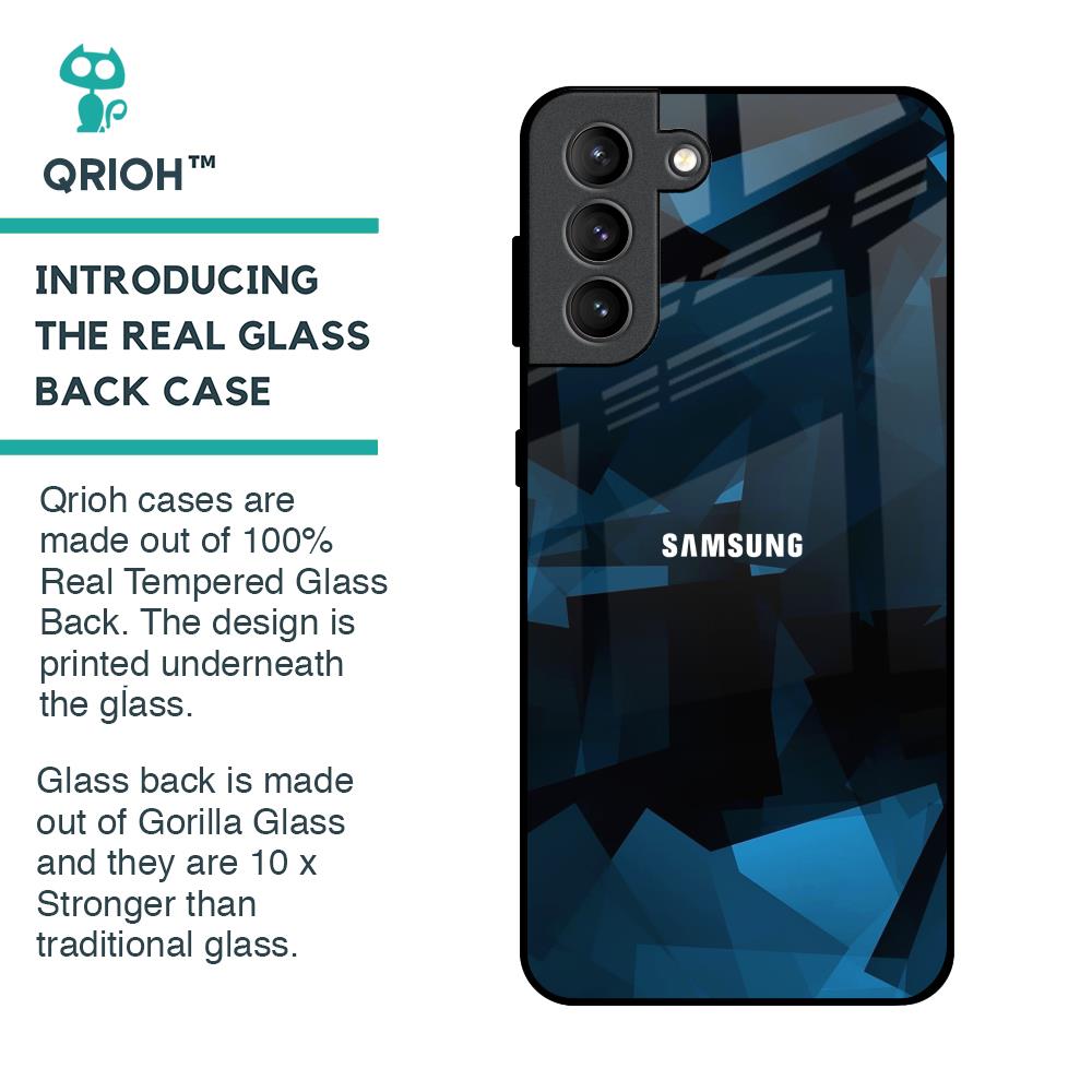 Polygonal Blue Box Glass Case For Samsung Galaxy S21 Plus