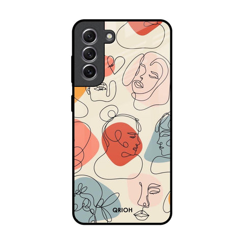 Abstract Faces Samsung Galaxy S21 Glass Back Cover Online