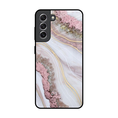 Pink & Gold Gllitter Marble Samsung Galaxy S21 Glass Back Cover Online