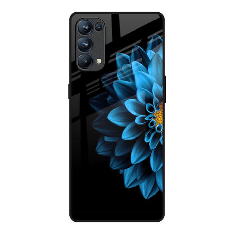 Half Blue Flower Oppo Reno5 Pro Glass Back Cover Online