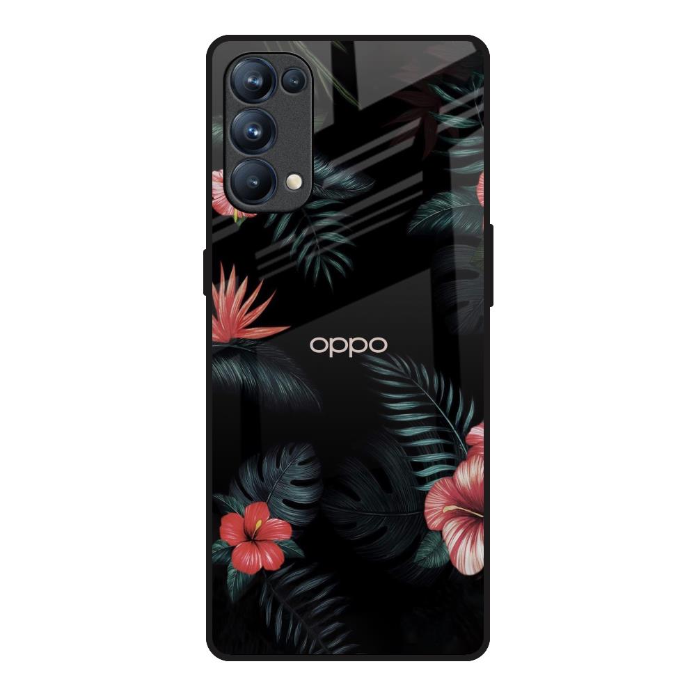 Tropical Art Flower Oppo Reno5 Pro Glass Back Cover Online