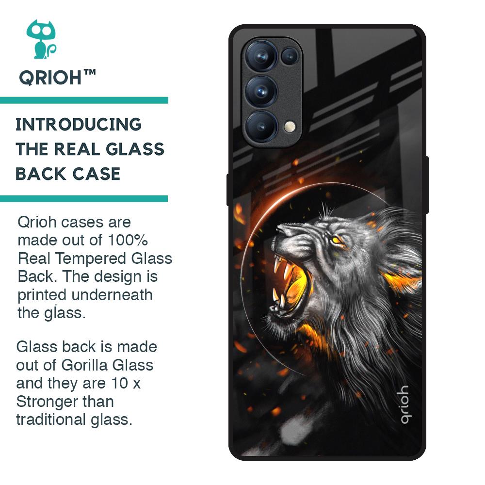 Aggressive Lion Glass Case for Oppo Reno5 Pro