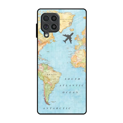 Travel Map Samsung Galaxy F62 Glass Back Cover Online