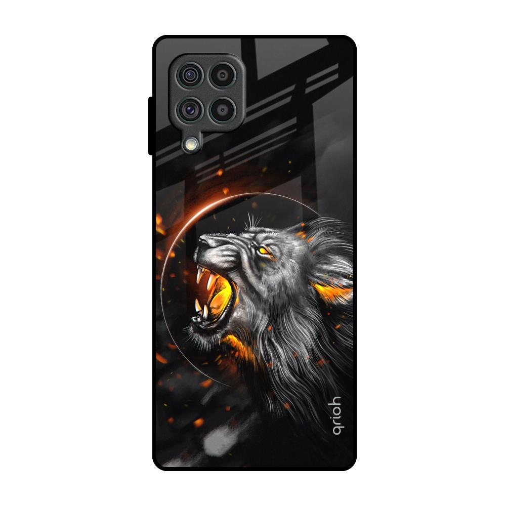 Aggressive Lion Samsung Galaxy F62 Glass Back Cover Online