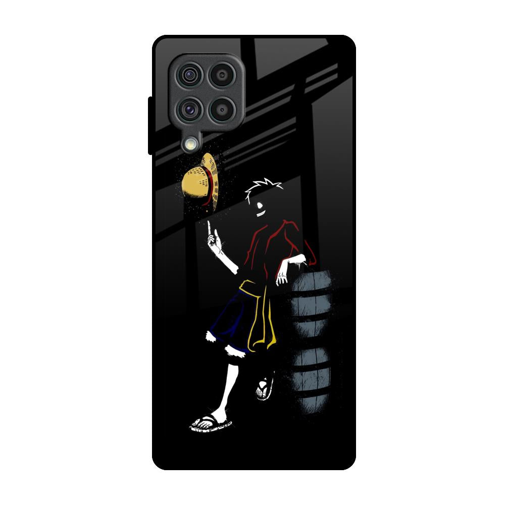 Luffy Line Art Samsung Galaxy F62 Glass Back Cover Online