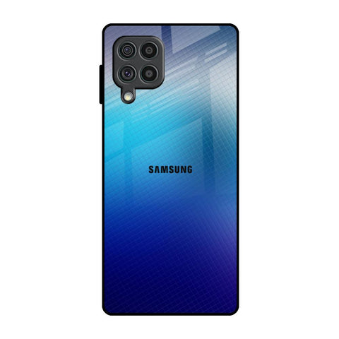 Blue Rhombus Pattern Samsung Galaxy F62 Glass Back Cover Online