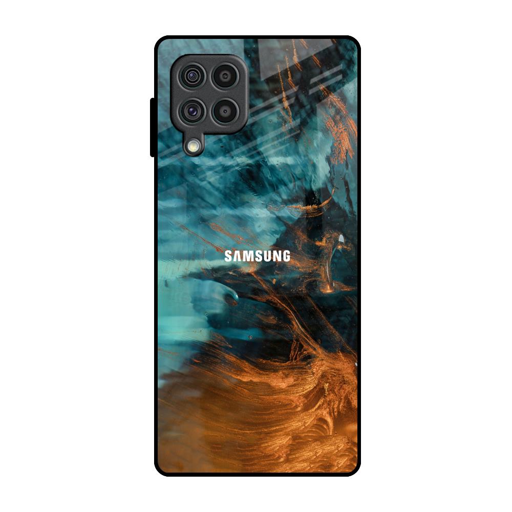 Golden Splash Samsung Galaxy F62 Glass Back Cover Online
