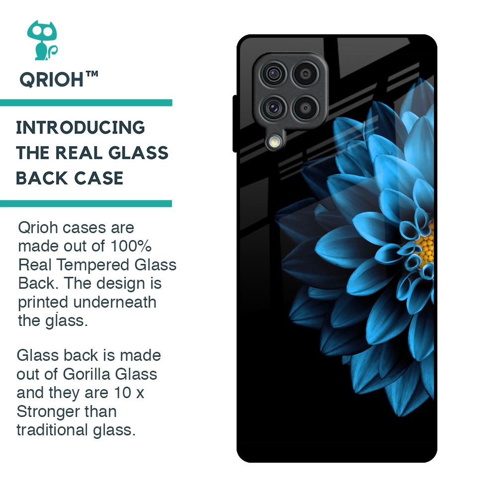 Half Blue Flower Glass Case for Samsung Galaxy F62