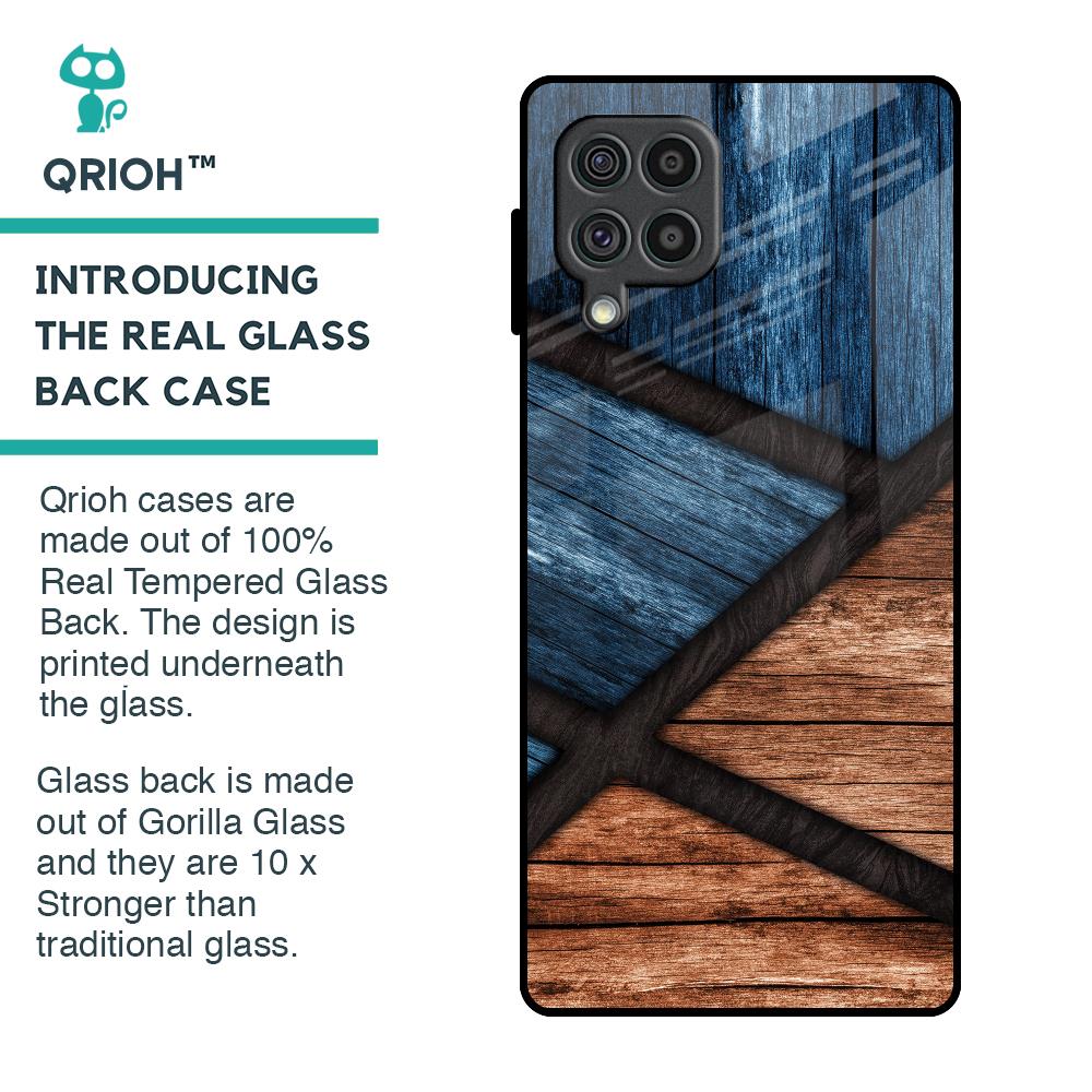 Wooden Tiles Glass Case for Samsung Galaxy F62