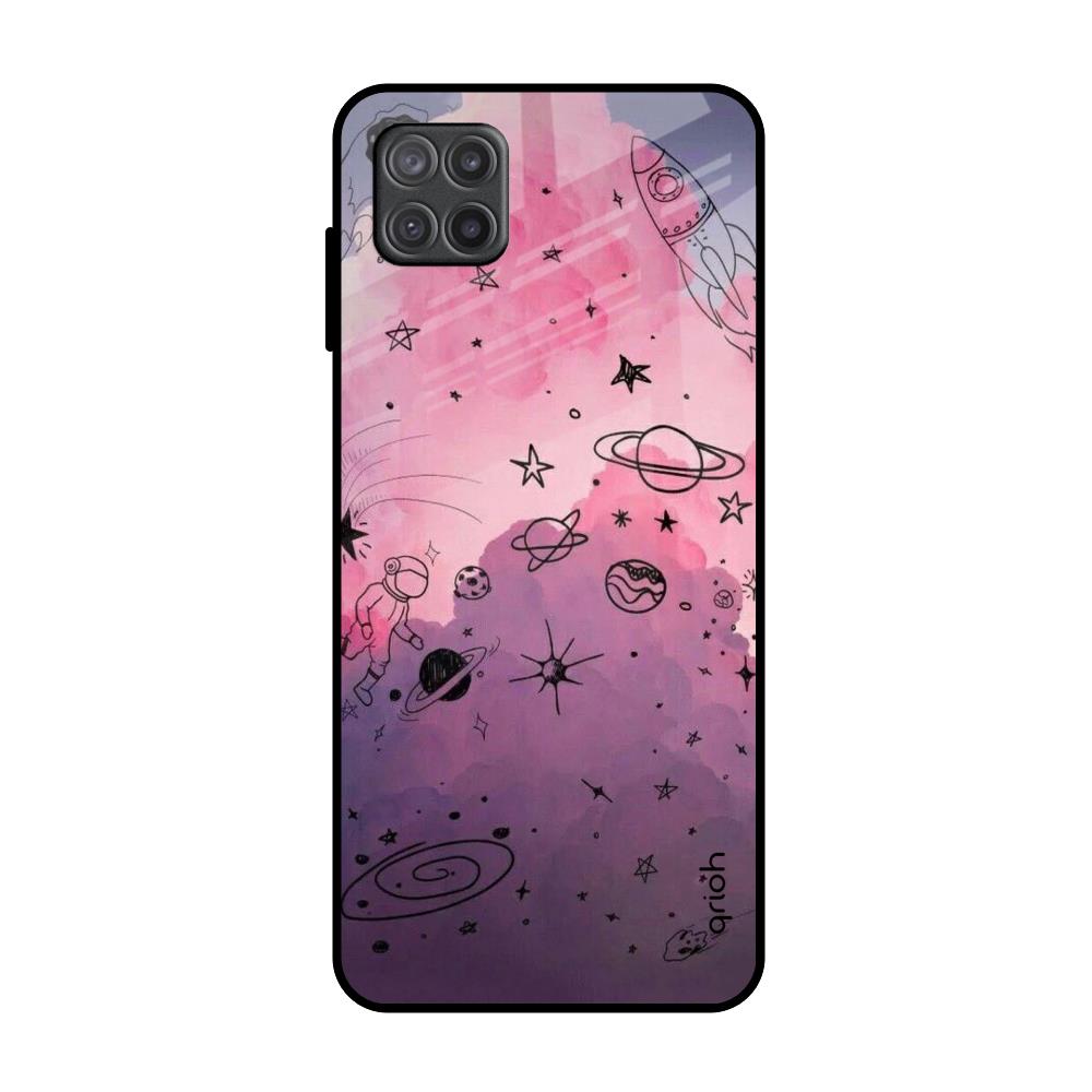 Space Doodles Samsung Galaxy A12 Glass Back Cover Online