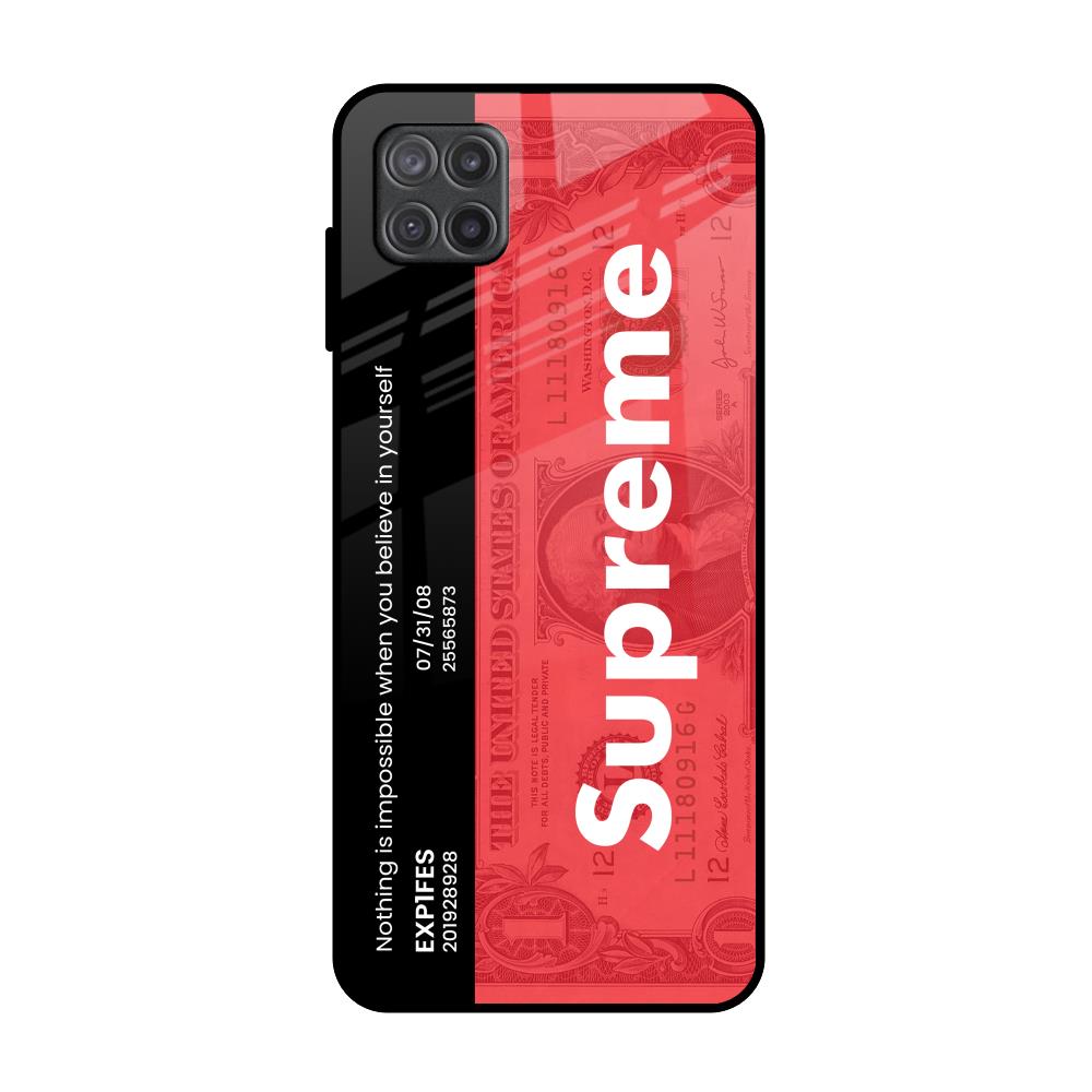 Supreme Ticket Samsung Galaxy A12 Glass Back Cover Online