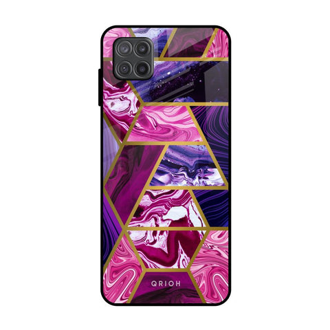 Electroplated Geometric Marble Samsung Galaxy A12 Glass Back Cover Online