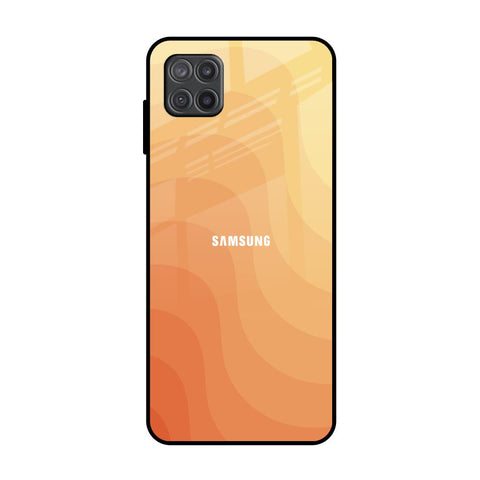 Orange Curve Pattern Samsung Galaxy A12 Glass Back Cover Online