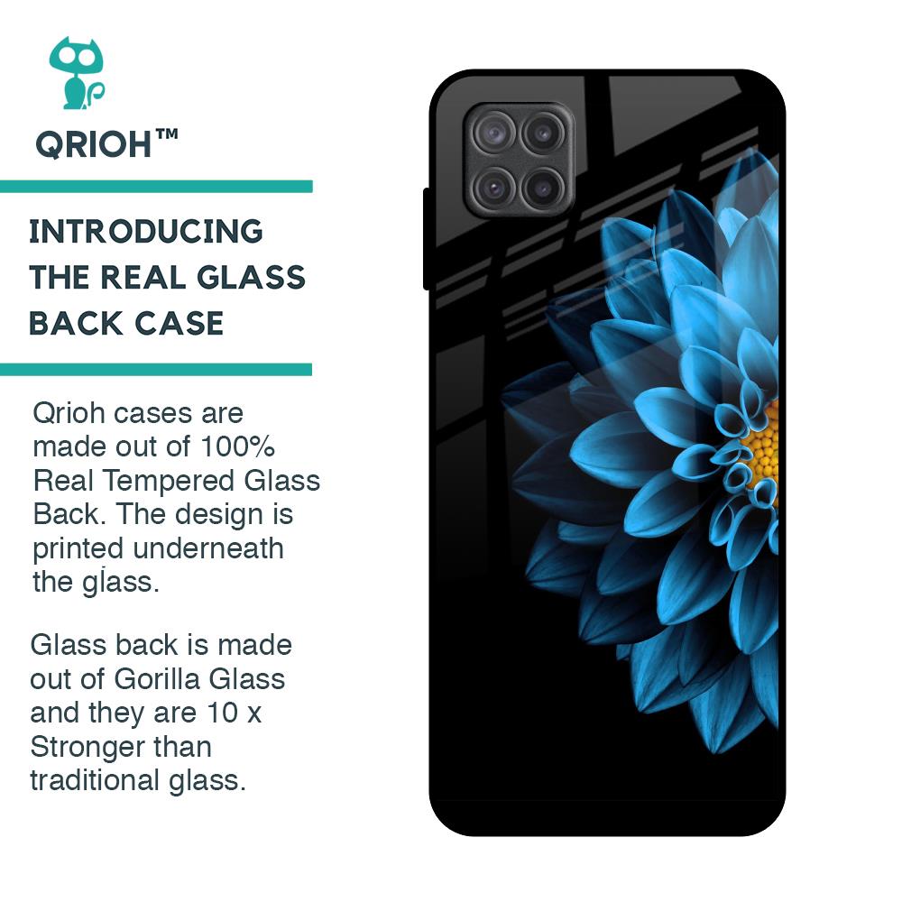 Half Blue Flower Glass Case for Samsung Galaxy A12
